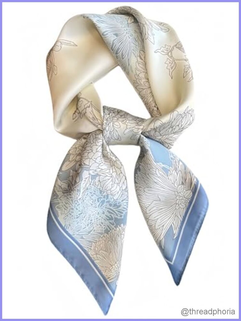 Satin Feel Square Scarf for Women 27.5" Floral Lightweight Neck Head Wrap